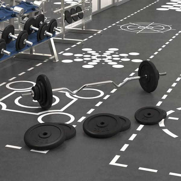 vidaXL Langhantel mit Hantelscheiben 90 kg Gusseisen & Stahl verchromt, 3145040