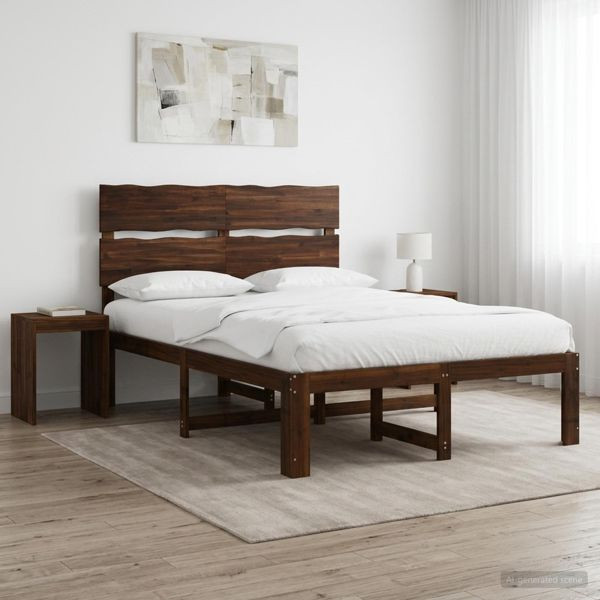 vidaXL Doppelbettgestell mit Kopfteil ROSTOCK Dunkelbraun 160 x 200 cm, 3405491