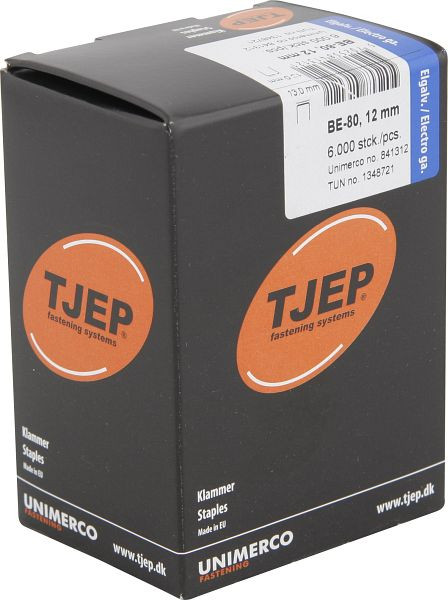 TJEP BE-80 12mm Klammer, verzinkt Box 6.000 Stück, Klammern, 841312