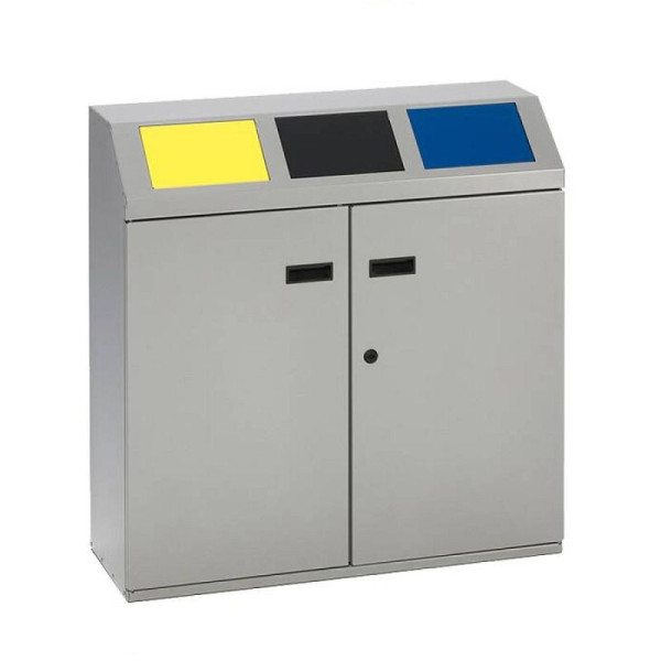 Stein HGS Recyclingstation -Cubo Martino- 150 Liter aus Stahl, mit 3 farbigen Einwurfsklappen, 33738