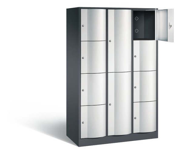 C+P Kombi-Schließfachschrank Resisto, H1950xB1148xT540mm, Farbe: Schwarzgrau / Lichtgrau, 8070-3723 S10015