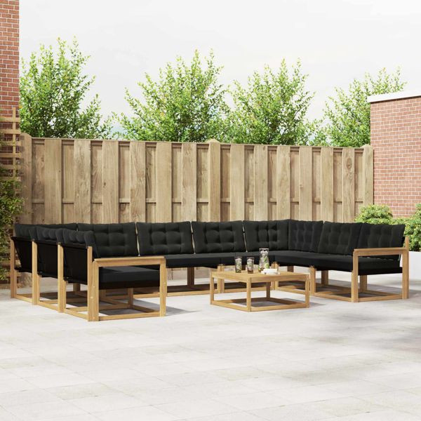 vidaXL Outdoor-Sofagarnitur mit Kissen 10-teilig Weiß und Schwarz, 3389086
