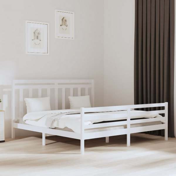 vidaXL Massivholzbett Weiß 200x200 cm, 3105336, 8720287040781