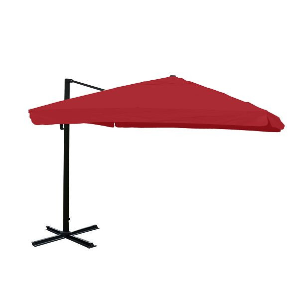 Mendler Ampelschirm HWC-A96, Sonnenschirm Gastronomie 3x3m (Ø4,24m) Polyester/Alu 23kg, Flap, bordeaux ohne Ständer, drehbar, 134191+122472