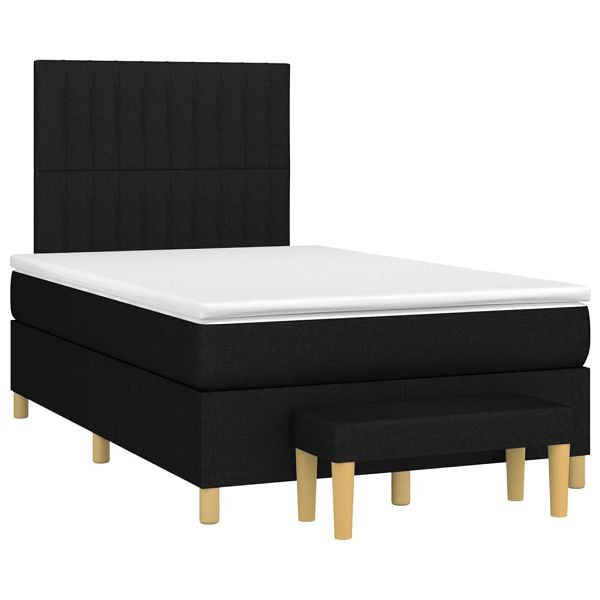 vidaXL Boxspringbett mit Matratze Schwarz 120x190 cm Stoff, 3270420