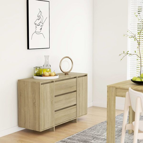 vidaXL Sideboard 3 Schubladen Sonoma-Eiche 120x41x75 cm Holzwerkstoff, 809614