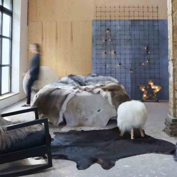 vidaXL Teppich Echtes Rindsleder Schwarz 150x170 cm, 284341