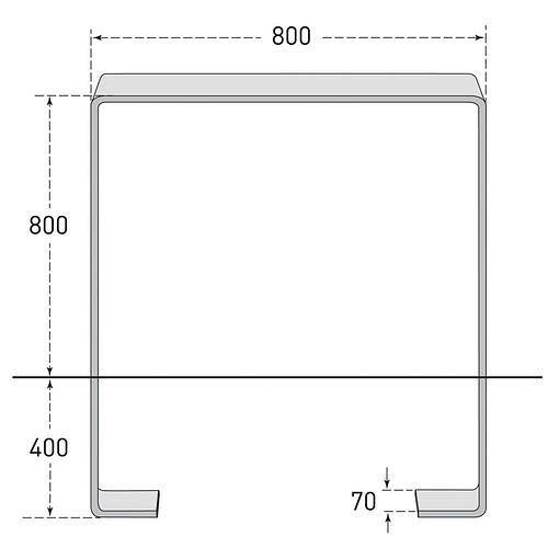 DENIOS Anlehnbügel, Flachstahl, gebogen, feuerverzinkt, zum Einbetonieren, Höhe Überflur 800 mm, 310962