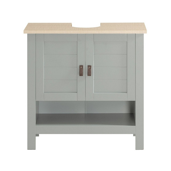 SoBuy Waschbeckenunterschrank mit zwei Türen Hellgrau 60x30x60cm, Modern, BZR69-HG