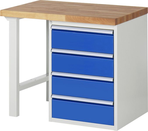 RAU Werkbank Serie 7000 - Baukasten-Bauweise, 2 Meter Breite, Unterbau-Container (4x Schublade), 1000x840x700 mm, 03-7509A1-107B4S.11