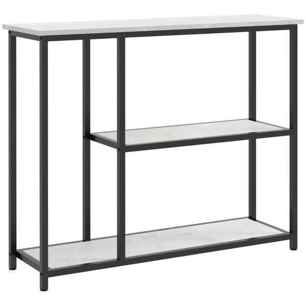 HOMCOM Konsolentisch, Flurtisch mit 2 Ebenen, Beistelltisch mit Kippschutz Weiß, 837-380V80WT