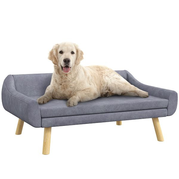 PawHut Haustiersofa Hundesofa, Skandidesign, abnehmbares Polster, Samtoptik, 102 cm x 58,5 cm x 42,5 cm, D04-269V00GY