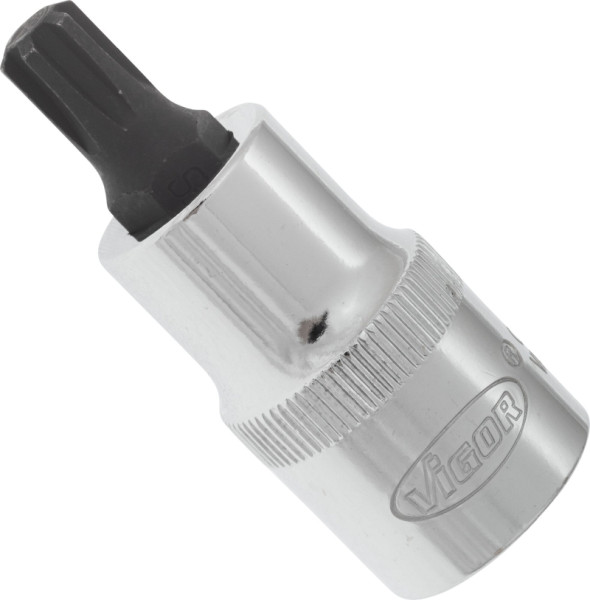 VIGOR RIBE Schraubendreher-Einsatz, Vierkant hohl 12,5 mm (1/2 Zoll), Innen Keilprofil Ribe-CV, M8, Länge: 55 mm, VE: 5 Stück, V2205