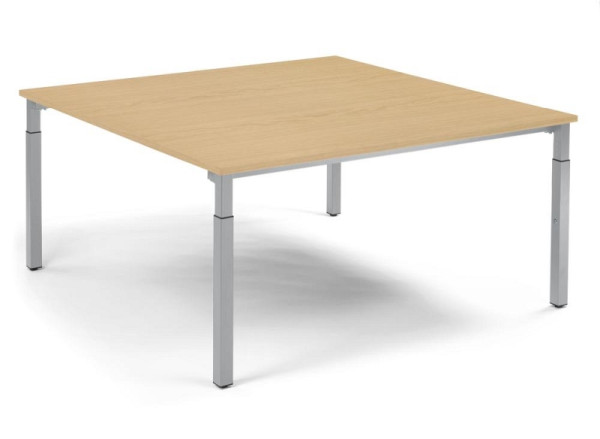 Deskin Konferenztisch System MODUL, Buchedekor, 1600 x 1600 x 650 mm, Gestell: Alusilber RAL 9006, 349183