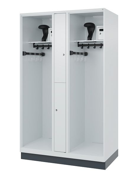 C+P Feuerwehrspind Evolo, Modell MAXI, 2 Abteile, H1850B1200T600 mm, Lichtgrau, Sockel, 0496315-020 S10009