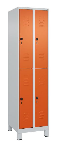 C+P Doppelstöckiger Spind Classic PLUS, Füße, 2 Abteile, 1950x500x500mm, 7035/2004, 080310-29 S10073