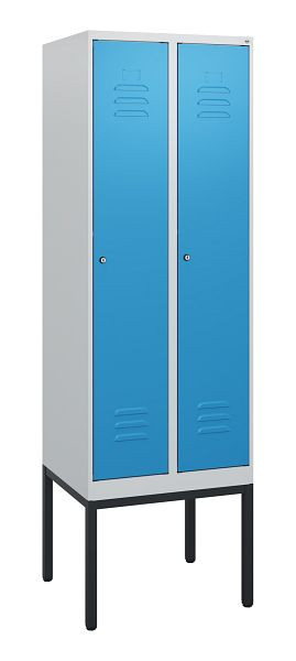 C+P Umkleidespind Classic PLUS, Gestell, 2 Abteile, 1950x600x500mm, 7035/5012, Zylinderschlösser, 0800305-20 S10019