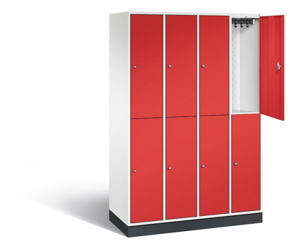 C+P Spind doppelstöckig Intro, H1950xB1220xT490mm, Farbe: Verkehrsweiß / feuerrot, 8270-401 S10077