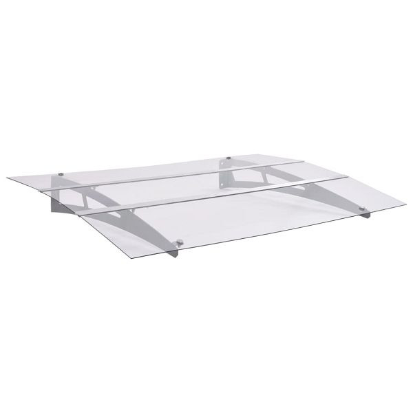 vidaXL Türvordach Silbern und Transparent 120x90 cm Polycarbonat, 144828