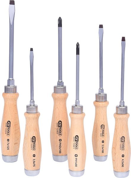 KS Tools ERGOTORQUE WOODmax Schlag-Schraubendreher-Satz, 6-teilig, 300.1050