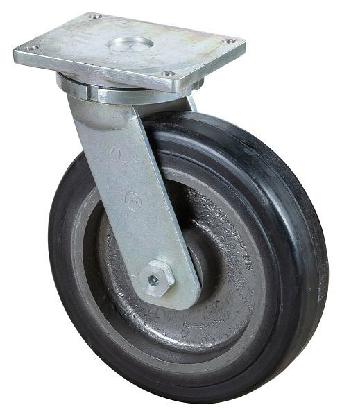 BS Rollen Schwerlastrolle, Rad-Breite 100 mm, Rad-Ø 400 mm, Tragfähigkeit 1500 kg, Elastik-Reifen schwarz, Radkörper Guss, Kugellager, RR100.B81.401