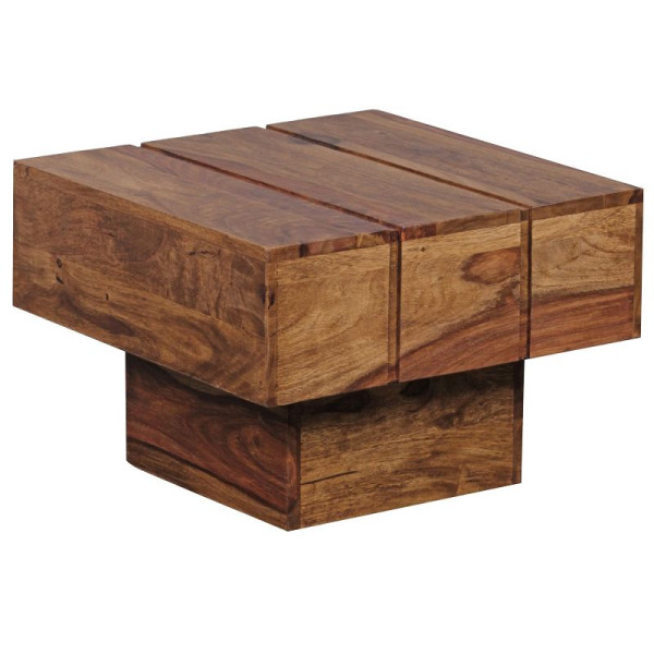 Wohnling Beistelltisch SIRA Massivholz Sheesham 44 x 44 x 30 cm, Massiv Landhaus Cube quadratisch, WL1.755