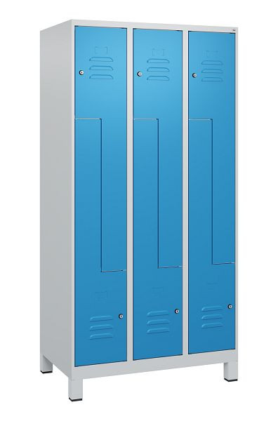 C+P Z-Spind Classic PLUS, Füße, 6 Abteile, 1800x900x500mm, 7035/5012, Zylinderschlösser, 0800137-306 S10019