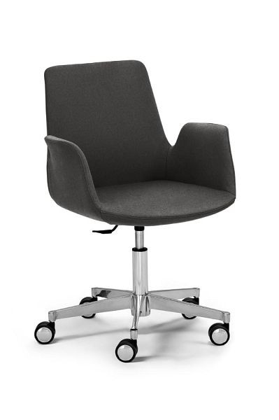 Deskin Konferenz-/Bürostuhl HELLA DV, Fußkreuz Aluminium poliert, Bezugsstoff Basic MC, anthrazit, 352931