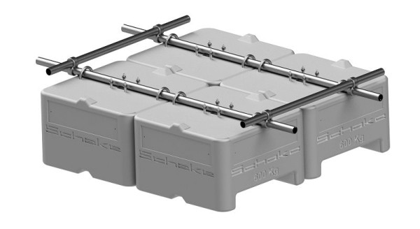 Schake Betongewichte-Set, 4 Stück nebeneinander als Quade, 3F120-SET3