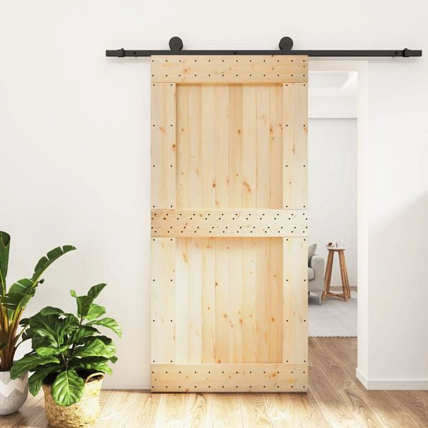 vidaXL Schiebetür mit Beschlag 100x210 cm Massivholz Kiefer, 3203075