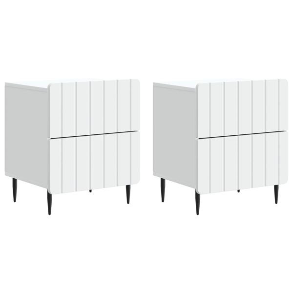 vidaXL Nachttisch 2-teilig Weiß 43 x 34,5 x 49,5 cm Holzwerkstoff, 894296
