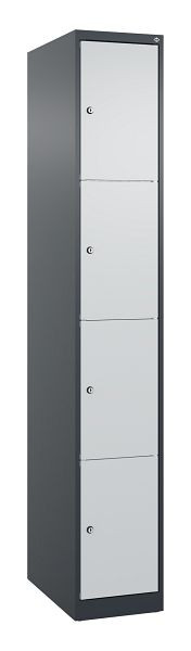 C+P Schließfachschrank Classic PLUS, 1850x300x500mm, 7016/7035, mit 4 Fächern, 080000-104 S10011