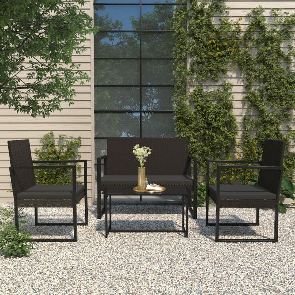 vidaXL Gartenbank mit Kissen Schwarz 106 cm Poly Rattan, 362325
