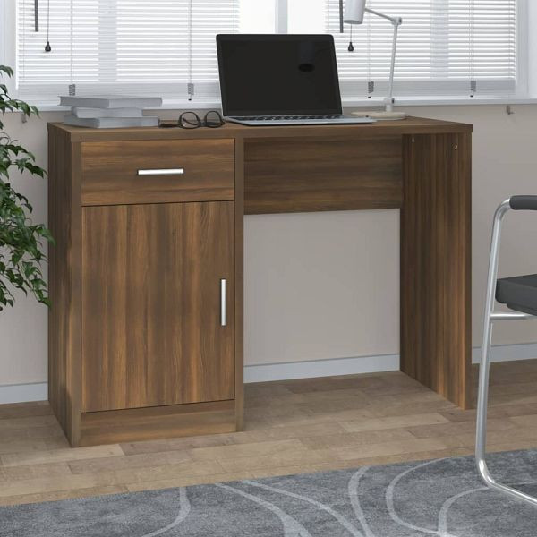vidaXL Schreibtisch mit Stauraum Braun Eichen-Optik 100x40x73 cm, 342658