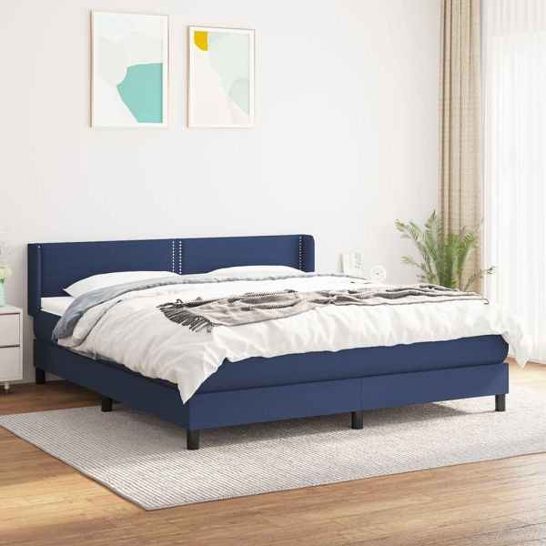 vidaXL Boxspringbett mit Matratze Blau 180x200 cm Stoff, 3129655