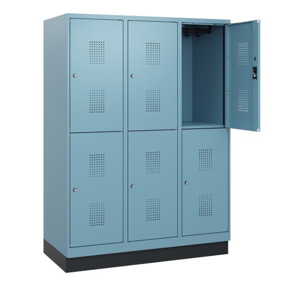 C+P Doppelstöckiger Spind Evolo PLUS, Sockel, 6 Fächer, 1630x1200x500mm, 0010/00, Zylinderschloss, 0493205-32 S10058