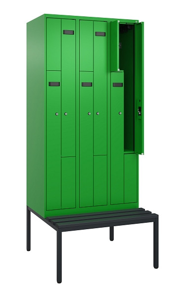 C+P Z-Spind Evolo PLUS, 6 Fächer, 2120x900x815mm, 6037/6037, Zylinderschloss, Material Sitzfläche Kunststoff, Sitzbank, 0490537-306 S10107