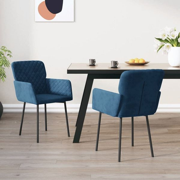 vidaXL Esszimmerstühle 2 Stück Blau Samt, Füllung: Schaumstoff, 344778