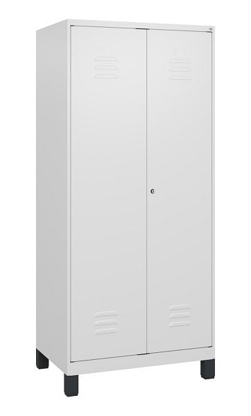 C+P Umkleidespind Classic PLUS SW, Füße, 2 Abteile, 1800x800x500mm, 9016/9016, Zylinderschloss, 0800127-22 S10029