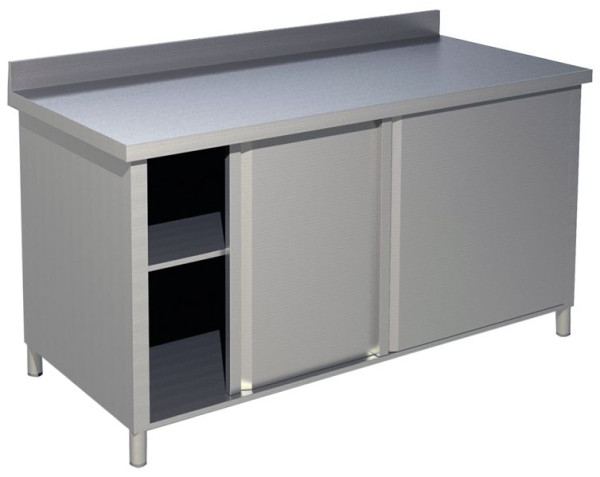 KBS Arbeitsschrank B 140cm x T 70cm, mit Schiebetüren und 10 cm Aufkantung, 90221103