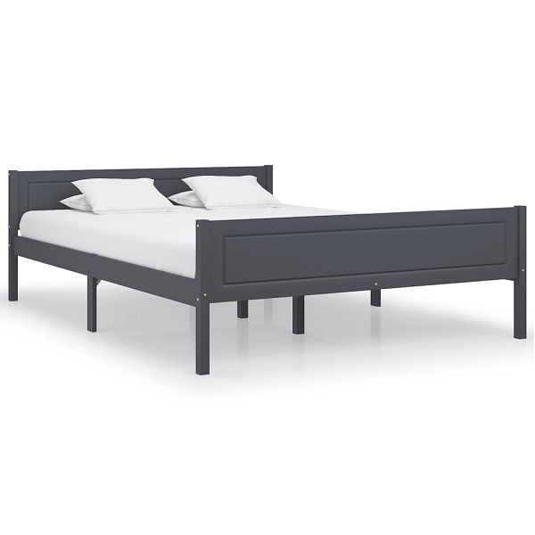 vidaXL Massivholzbett Kiefer Grau 120x200 cm, Material: Massives Kiefernholz, Sperrholz, 322126