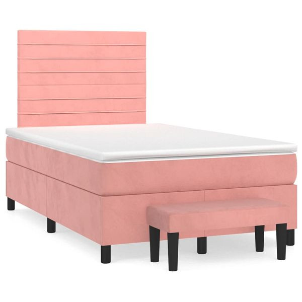 vidaXL Boxspringbett mit Matratze Rosa 120x190 cm Samt, 3270480