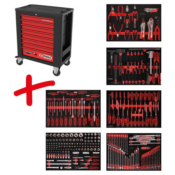 KS Tools PERFORMANCEplus Werkstattwagen-Satz P15, mit 271 Werkzeugen und 6 Schubladen, 815.6271