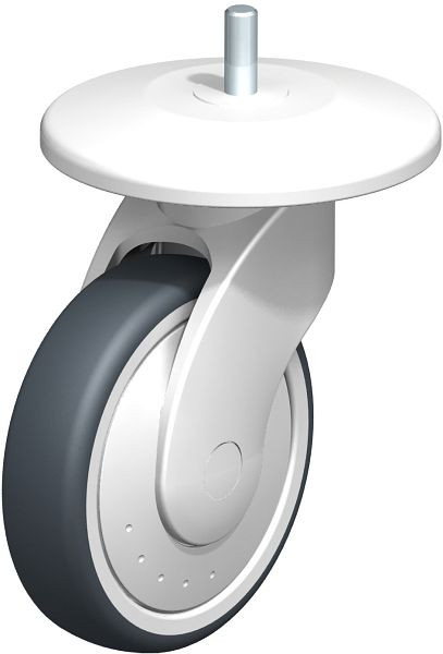 Blickle LWK-TPA 126K-11-FK-AMW125 Kunststoff-Lenkrolle WAVE mit Abweisrad, Thermoplastisches Gummi-Elastomer, Grau, 849283