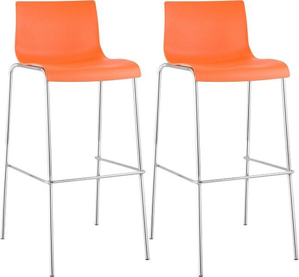 CLP Barhocker Hoover Kunststoff 4-Fuß Gestell chrom, orange, VE: 2 Stück, 304463