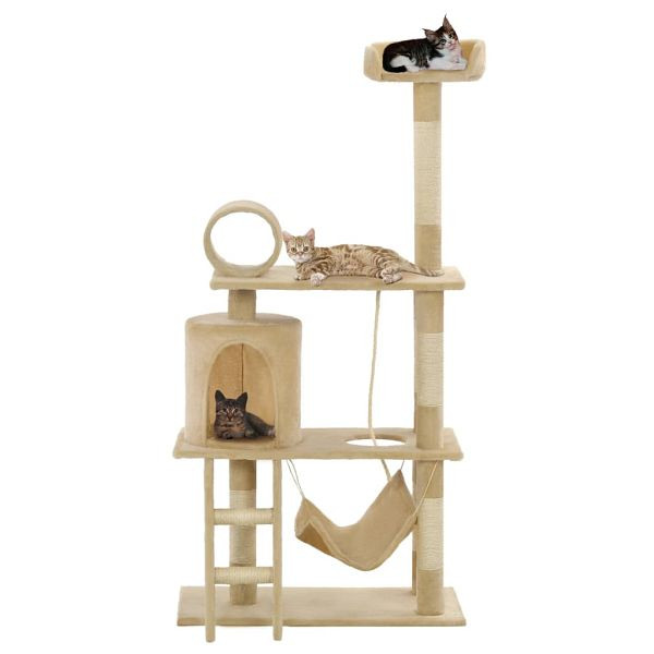 vidaXL Katzen-Kratzbaum Sisal 140 cm Beige, Material: Polyester: 100%, 170585