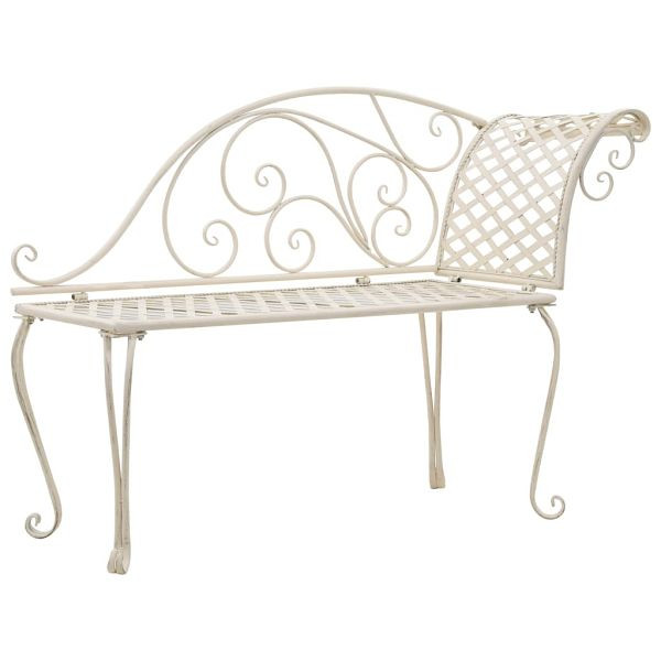 vidaXL Garten-Chaiselongue 128 cm Metall Antik Weiß, 45431
