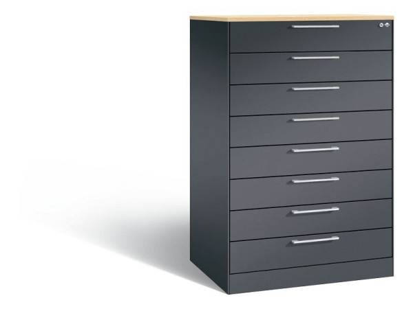 C+P Schubladenschrank Asisto, H1310xB800xT600mm, Farbe: Schwarzgrau, Bügelgriff, 146223-800 S10033
