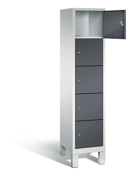 C+P Schließfachschrank Evolo, H1850xB420xT500mm, Farbe: Lichtgrau / Schwarzgrau, 48010-125 S10045