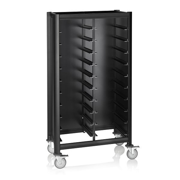 WAS Tablettwagen Mensa Black schwarz, für 2 x 10 Tabletts 45,5 x 35,5 cm, 1956245